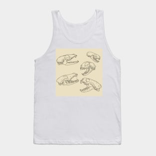 North American Predator Skulls Black Lines Cream Tank Top